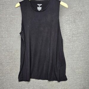 Nine West Soft Spun Tank Top Womens XL Black Sleeveless Crew Neck Rayon Blend